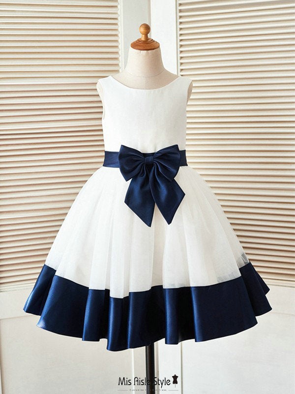 Navy Blue Girls Birthday Party Dress