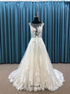 a  line lace wedding dress