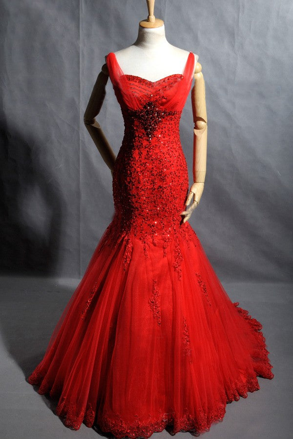Mermaid Red Sparkle Evening Dress misaislestyle Mermaid Red Sparkle Evening Dress misaislestyle