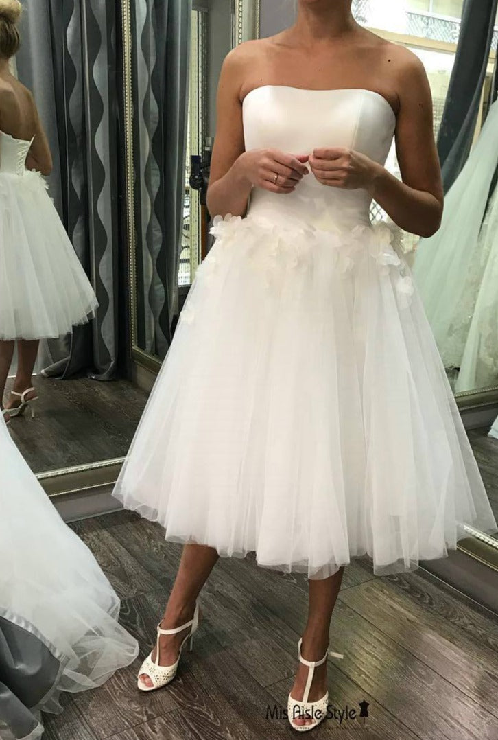 Ball Gown Short Ivory Wedding Dress misaislestyle Ball Gown Short Ivory Wedding Dress misaislestyle