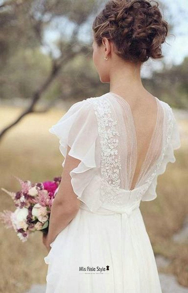 casual outside wedding dresses Simple Boho Wedding Dress, Comfortable and Effortlessly Beautiful Lace Wedding Dress, Beach Wedding Dress, Garden Wedding Dress
