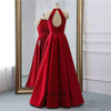 long deep red party dress