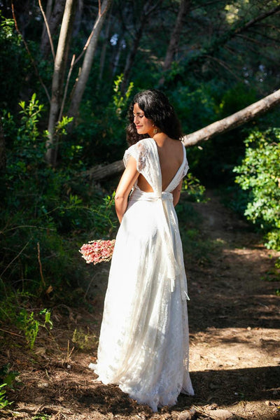 Informal Outdoor Boho Lace Wedding Dress – misaislestyle