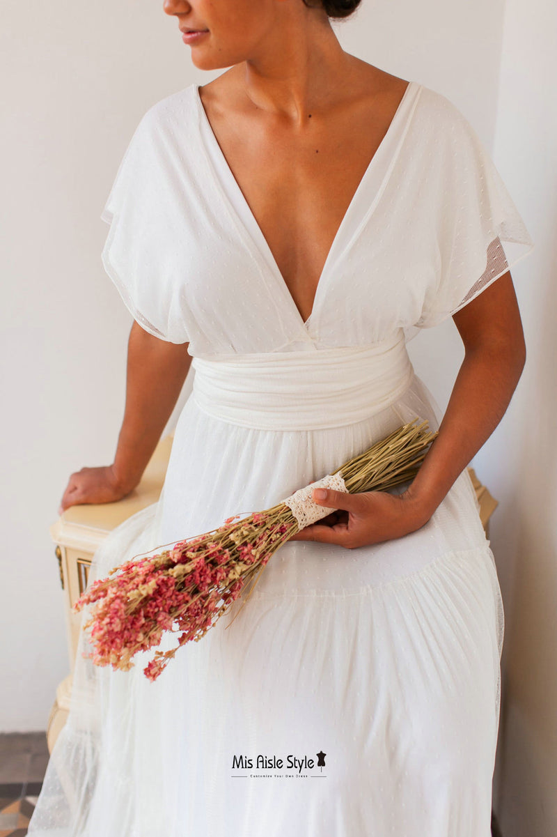 v-neckline wedding dress