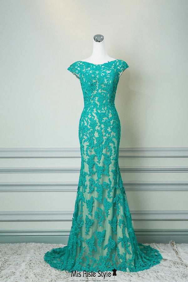 Fit and Flare Cap Sleeve Lace Formal Party Dress – misaislestyle
