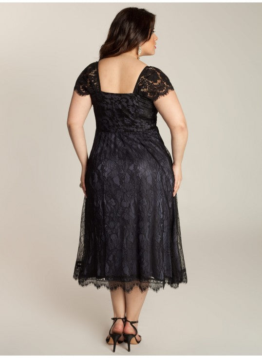black lace dinner party dress