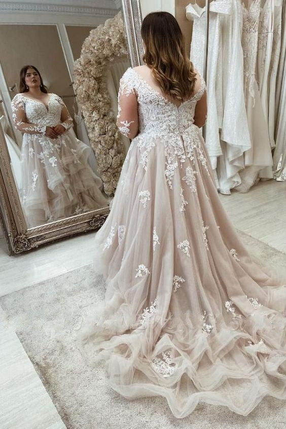 Plus Size off Shoulder Style Wedding Dress With Beaded Straps