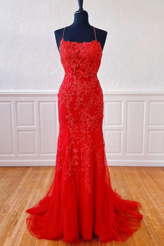 fit red prom dress
