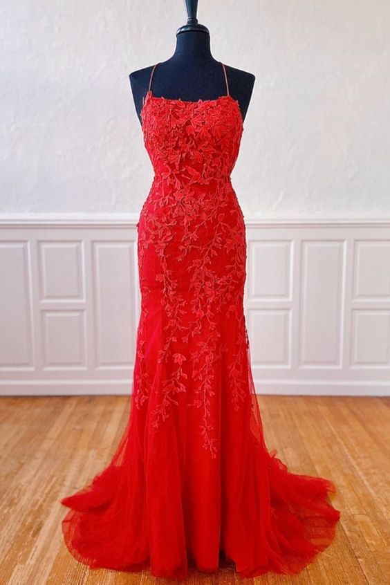 Fitted Criss-Cross Red Prom Dress misaislestyle Fitted Criss-Cross Red Prom Dress misaislestyle