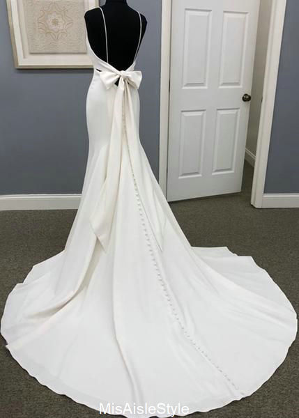 Spaghetti Straps Fitted Wedding Dress misaislestyle Spaghetti Straps Fitted Wedding Dress misaislestyle