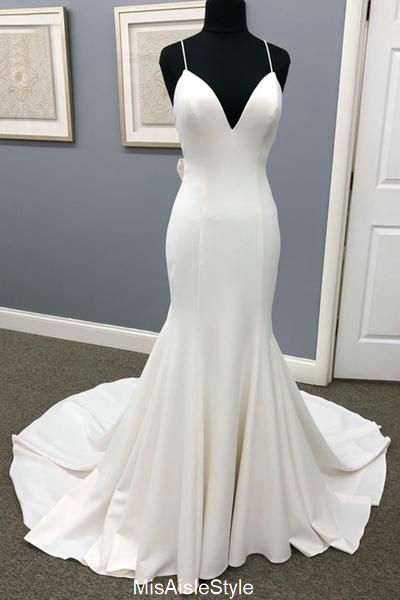 Spaghetti Straps Fitted Wedding Dress misaislestyle Spaghetti Straps Fitted Wedding Dress misaislestyle