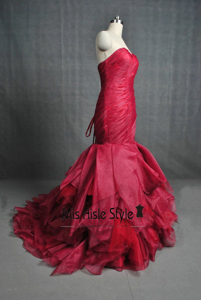burgundy mermaid wedding dress Mermaid Burgundy Wedding Dress – misaislestyle