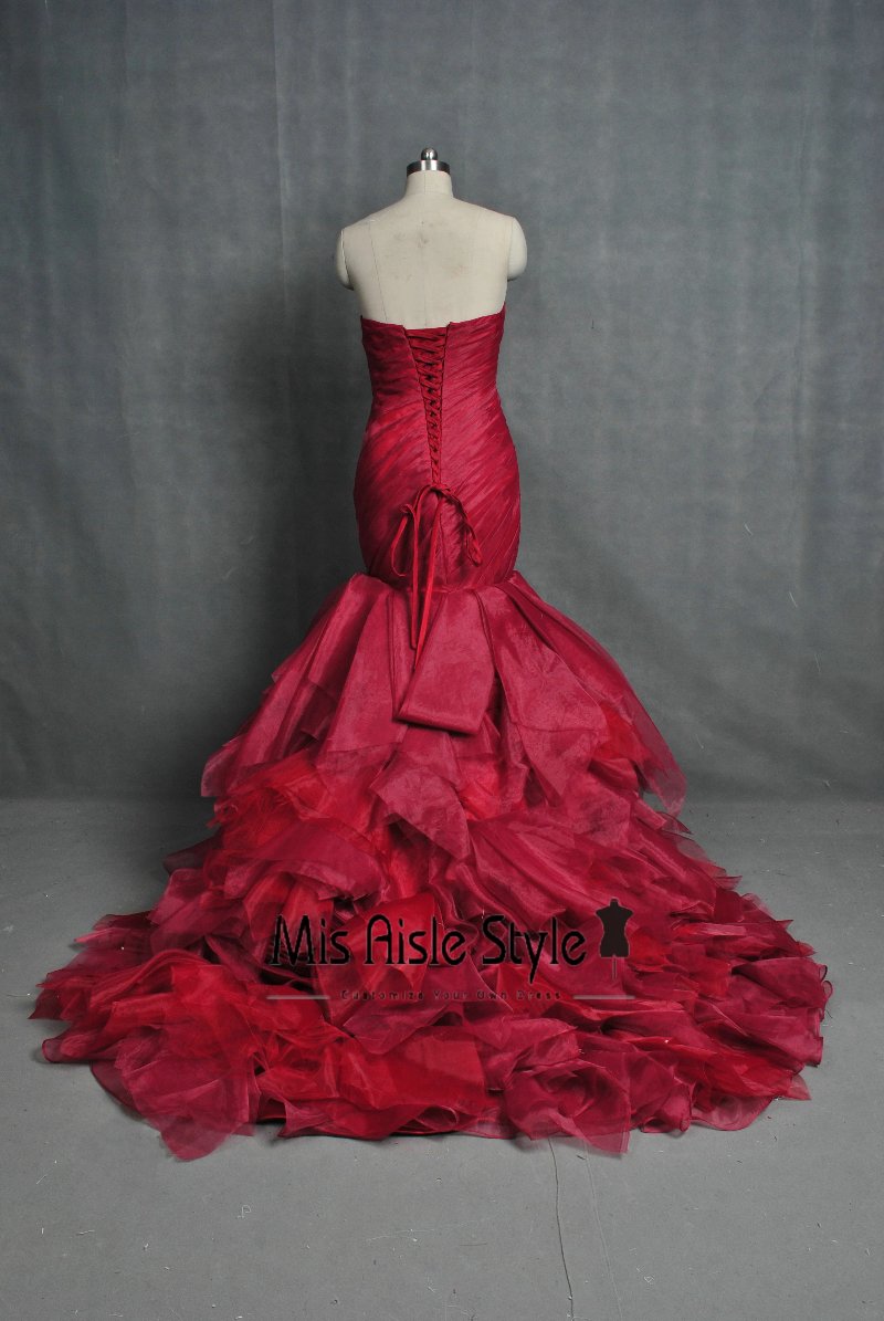 Mermaid Burgundy Wedding Dress misaislestyle Mermaid Burgundy Wedding Dress misaislestyle