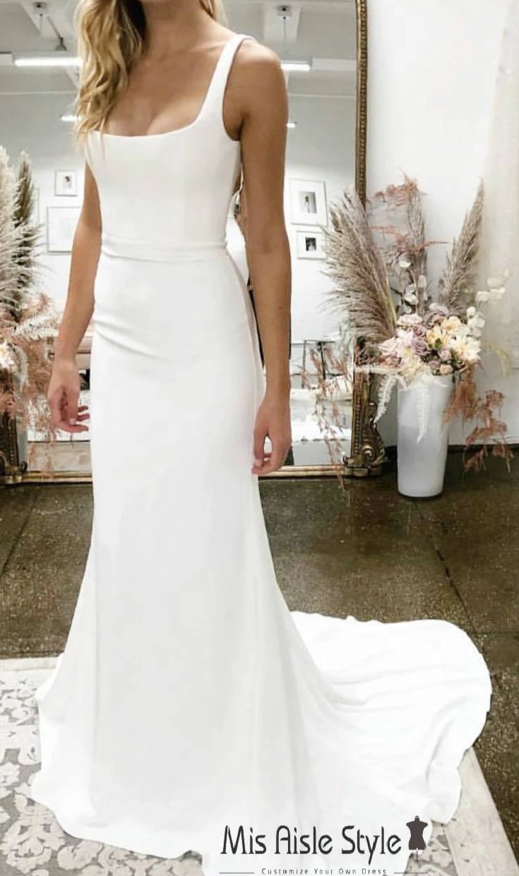 Fitted Square Neckline Wedding Dress – misaislestyle