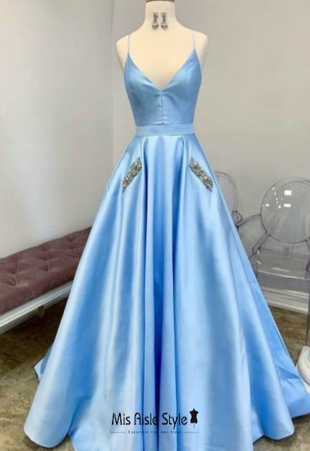 blue prom gown