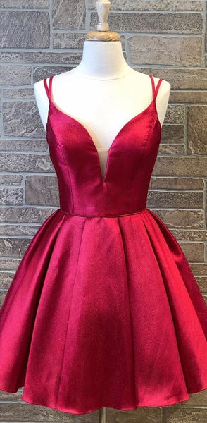 Twin Straps Deep Red Homecoming Dress – misaislestyle