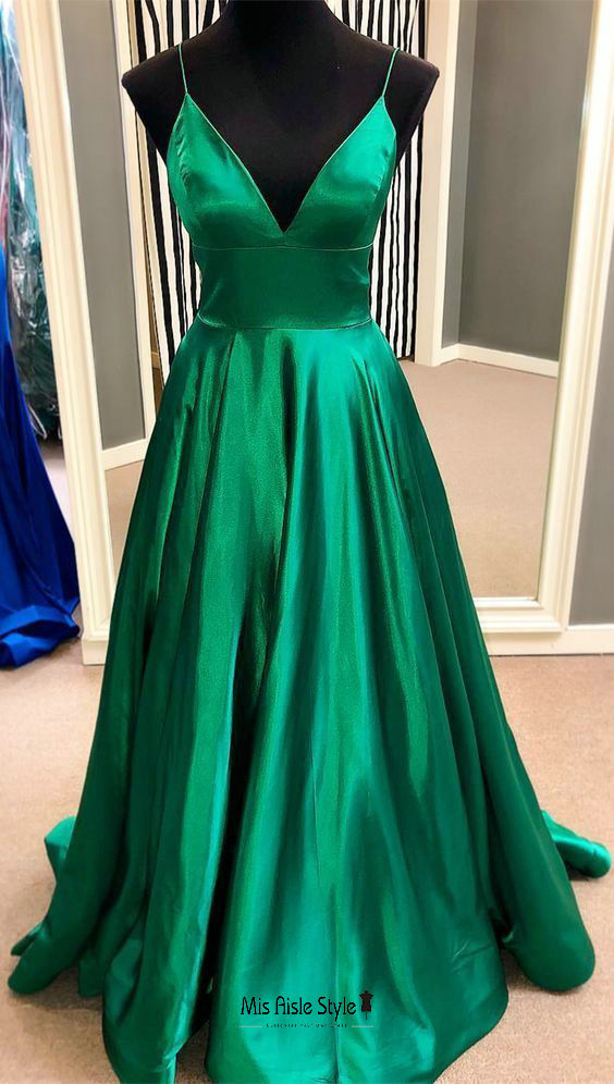 Simple Green Long Prom Dress misaislestyle Simple Green Long Prom Dress misaislestyle