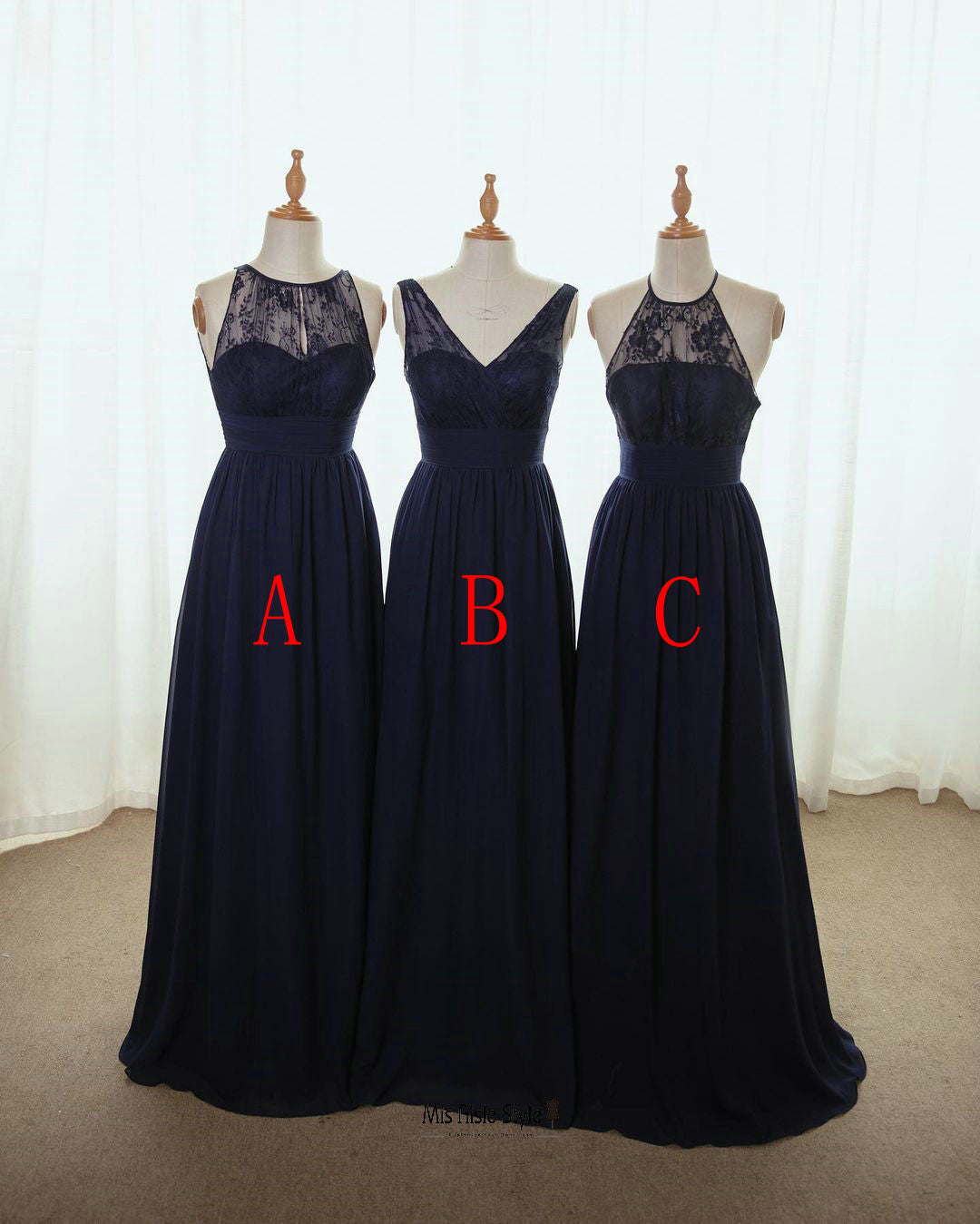 Long Navy Blue Cheap Bridesmaid Dress – misaislestyle