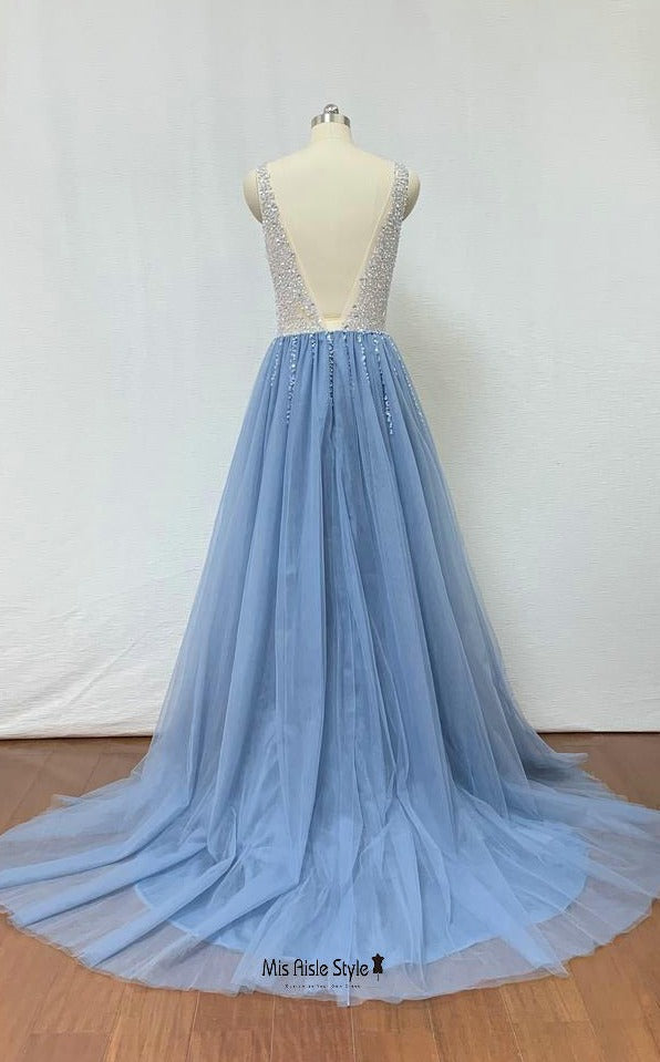 Handmade Beaded Low Back Prom Dress – misaislestyle
