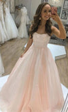 Double Straps Blush Sparkle Prom Dress