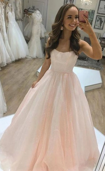 Double Straps Blush Sparkle Prom Dress – misaislestyle