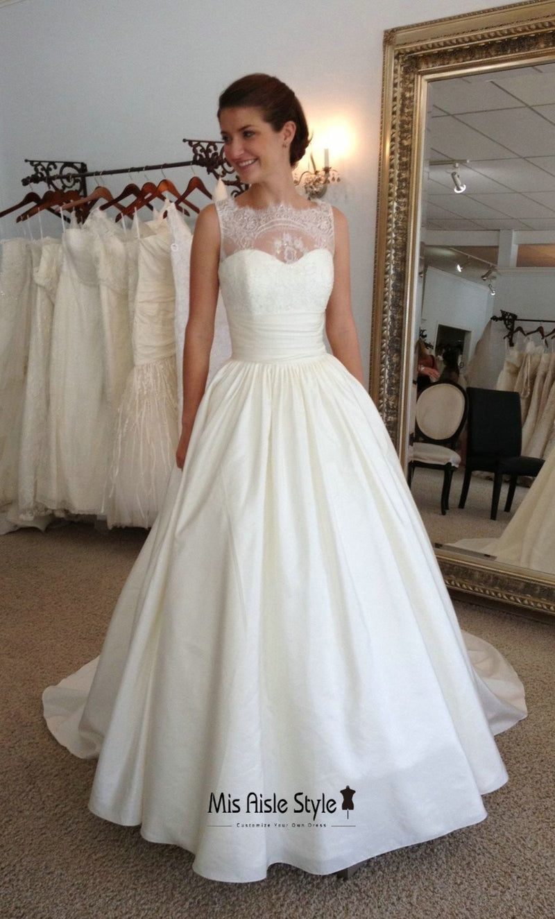 Ball Gown High Neck Wedding Dress with Pocket