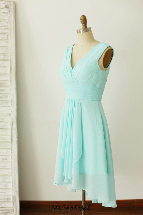 Knee Length Ice Blue Wedding Party Dress misaislestyle Knee Length Ice Blue Wedding Party Dress misaislestyle