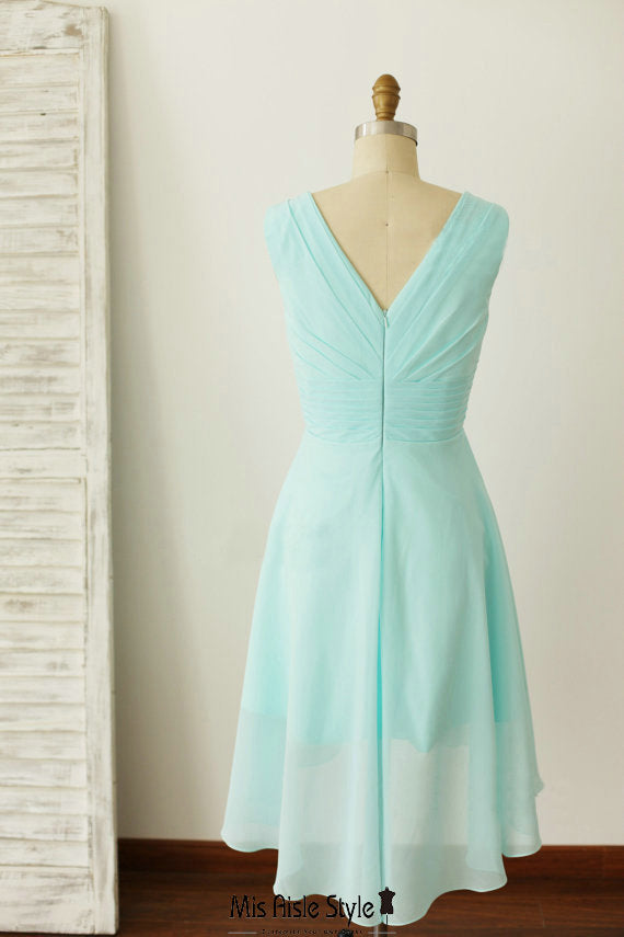 Knee Length Ice Blue Wedding Party Dress misaislestyle Knee Length Ice Blue Wedding Party Dress misaislestyle