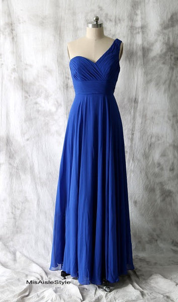 One Shoulder Royal Blue Bridesmaid Dress – misaislestyle