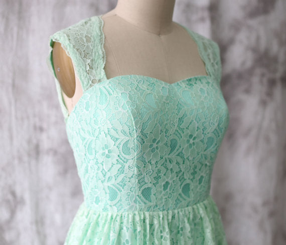 Short Mint Lace Bridesmaid Dress misaislestyle Short Mint Lace Bridesmaid Dress misaislestyle
