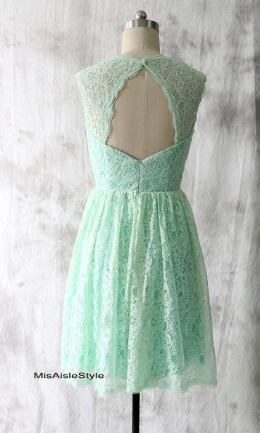Short Mint Lace Bridesmaid Dress misaislestyle Short Mint Lace Bridesmaid Dress misaislestyle
