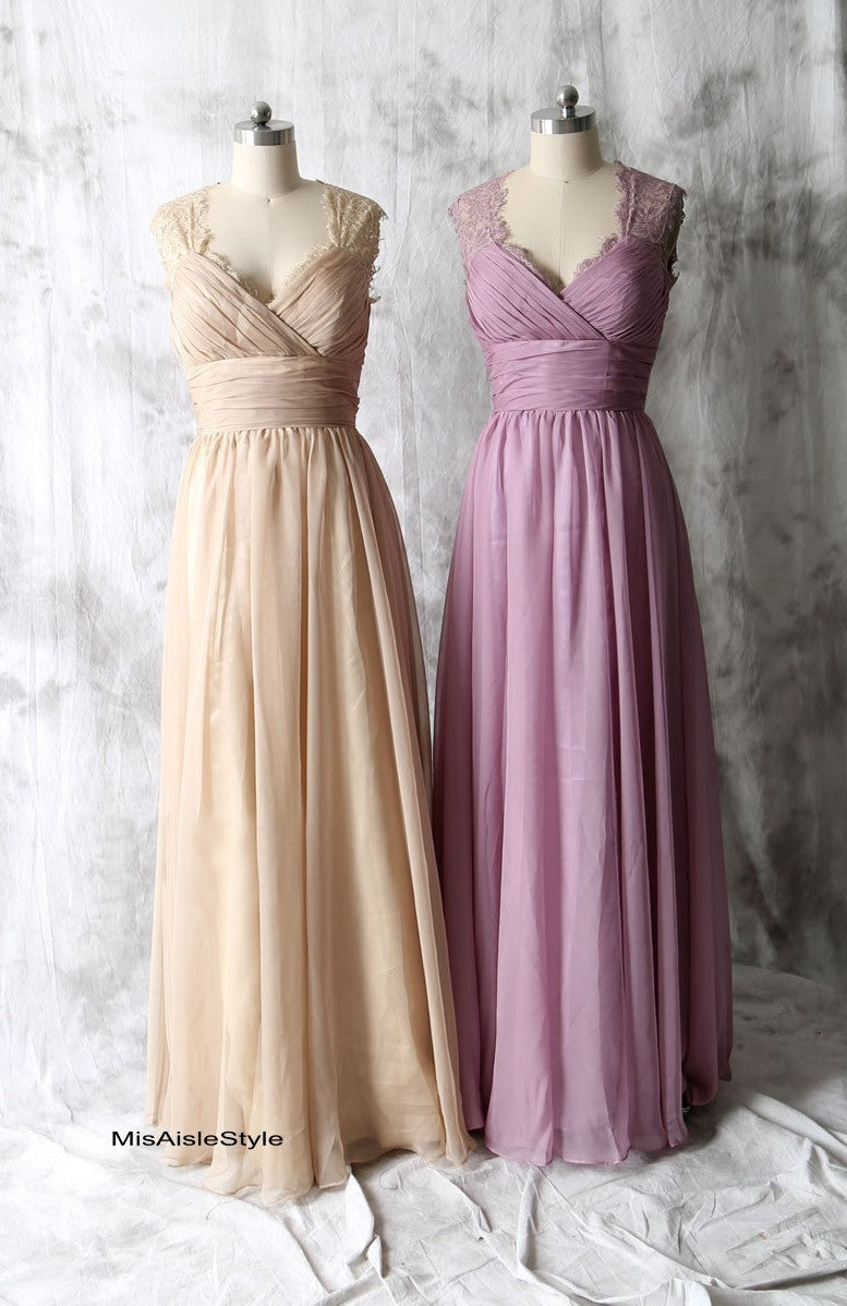 purple vintage lace bridesmaid dresses Long Vintage Lace Purple Bridesmaid Dress misaislestyle
