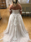 blush plus size wedding dress