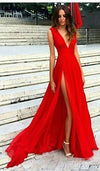slit red prom dress
