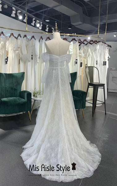 Off Shoulder Long Sleeve Boho Wedding Dress – misaislestyle