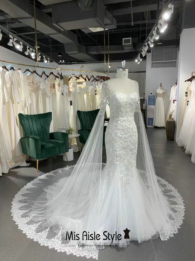 cape wedding dress