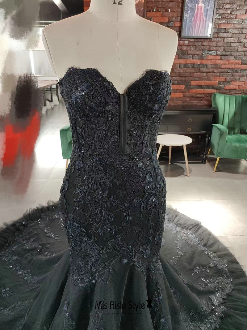 colorful black wedding gown