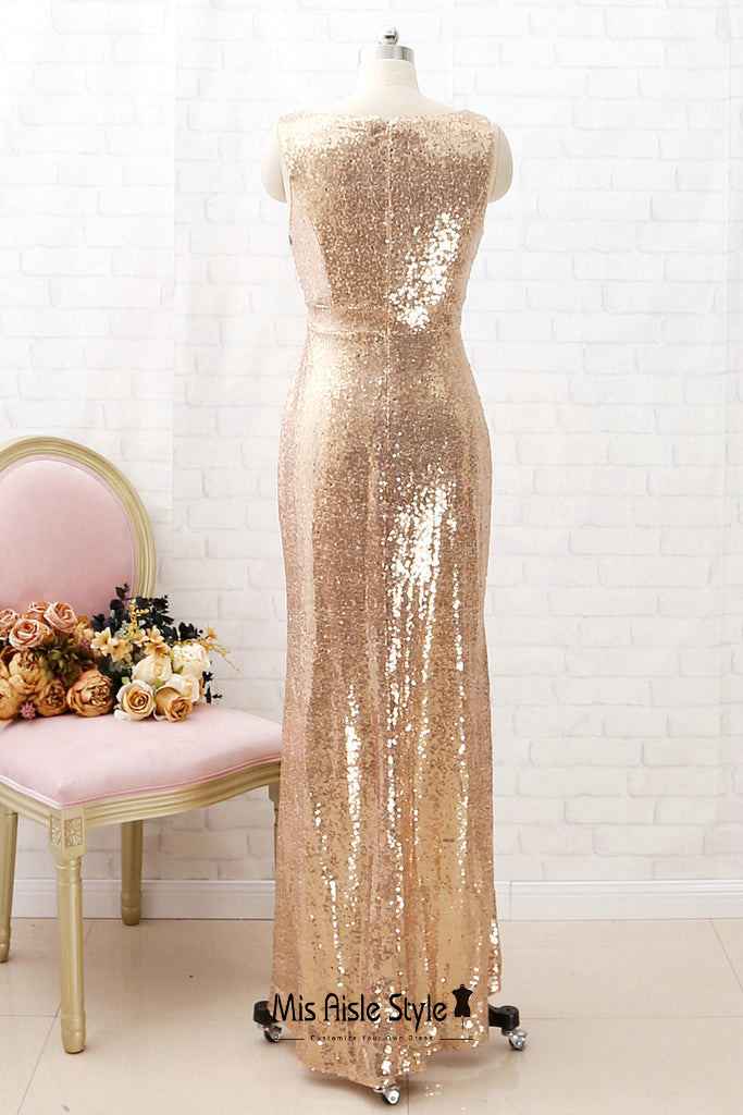High Low Gold Sequins Wedding Guest Dress misaislestyle High Low Gold Sequins Wedding Guest Dress misaislestyle