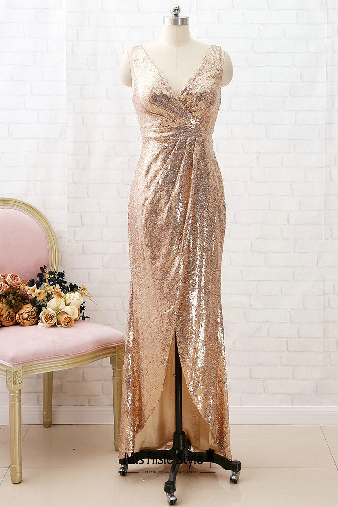 High Low Gold Sequins Wedding Guest Dress misaislestyle High Low Gold Sequins Wedding Guest Dress misaislestyle
