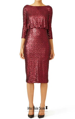 plus size burgundy sequin dress Plus Size Off Shoulder Slit Sequin Mermaid Dress Burgundy / 1XL