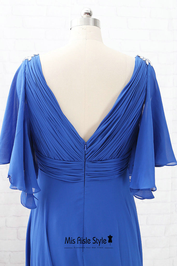 Boho Sleeve Blue Mother of The Bride Dress misaislestyle Boho Sleeve Blue Mother of The Bride Dress misaislestyle