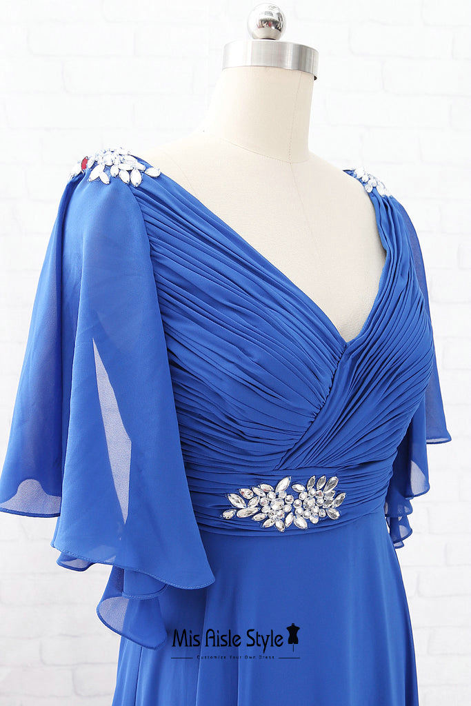 Boho Sleeve Blue Mother of The Bride Dress misaislestyle Boho Sleeve Blue Mother of The Bride Dress misaislestyle