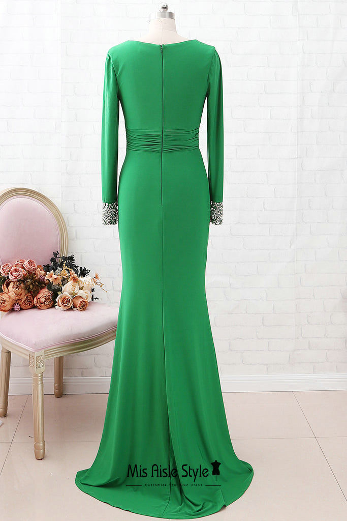 green evening dress