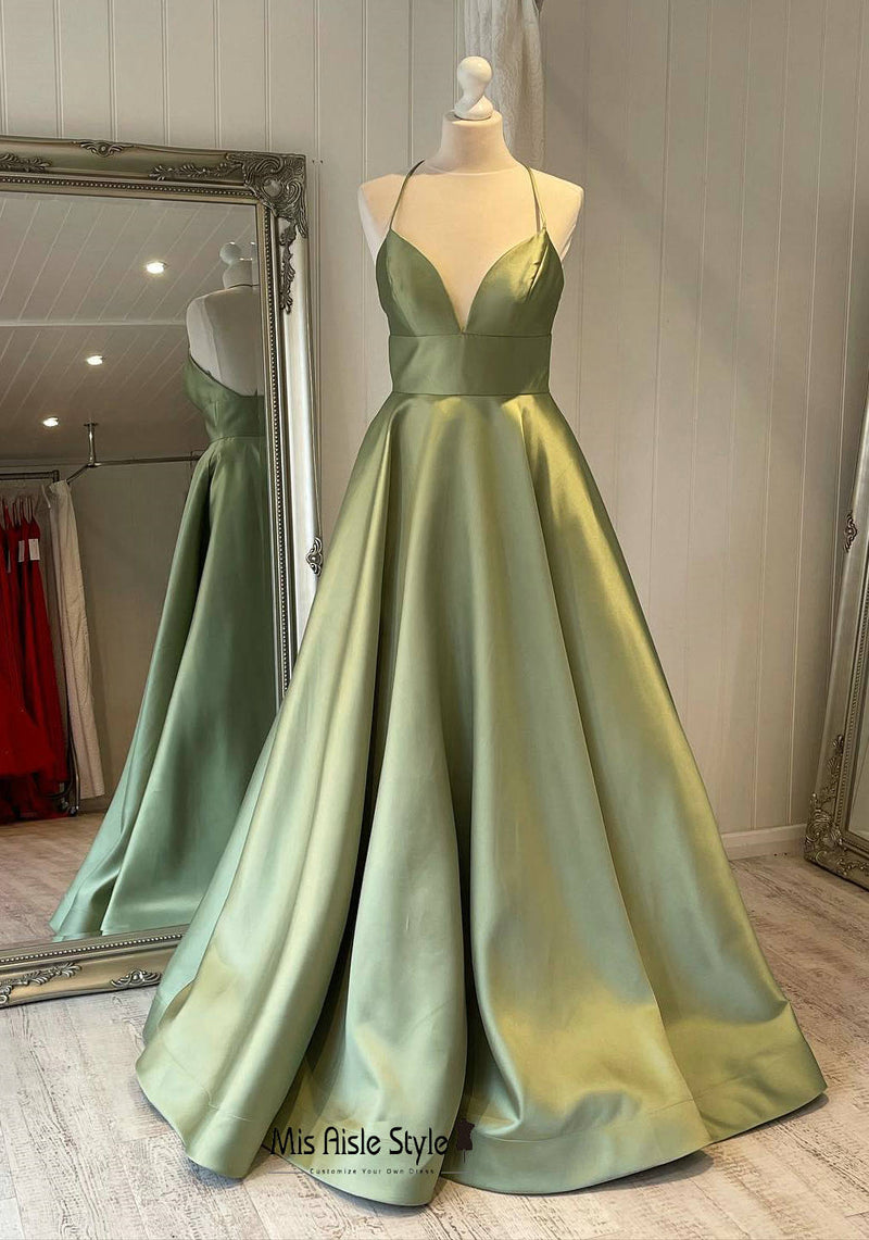 ball gown sage green prom dress