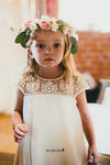 white beaded flower girl dress
