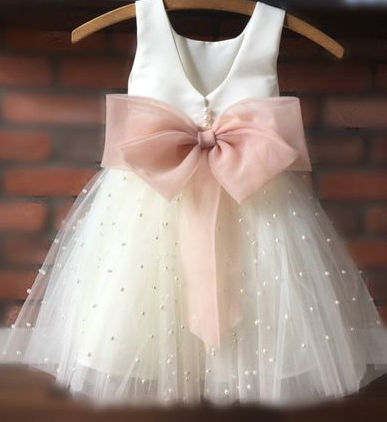 pearl skirt flower girl dress