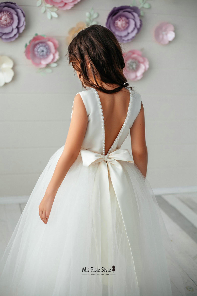 v-back flower girl dress