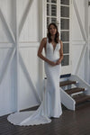 ivory fit and flare wedding dress