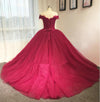 ball gown burgundy wedding dress