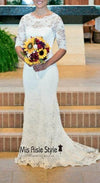 half sleeve lace wedding dress